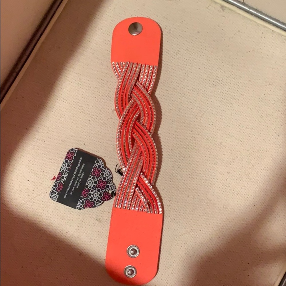 Braided wrap bracelet coral color